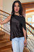 Asymmetrical Draped Top in Chocolate Silk Charmeuse by Ludmila Couture 