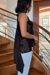 Asymmetrical Draped Top in Chocolate Silk Charmeuse by Ludmila Couture