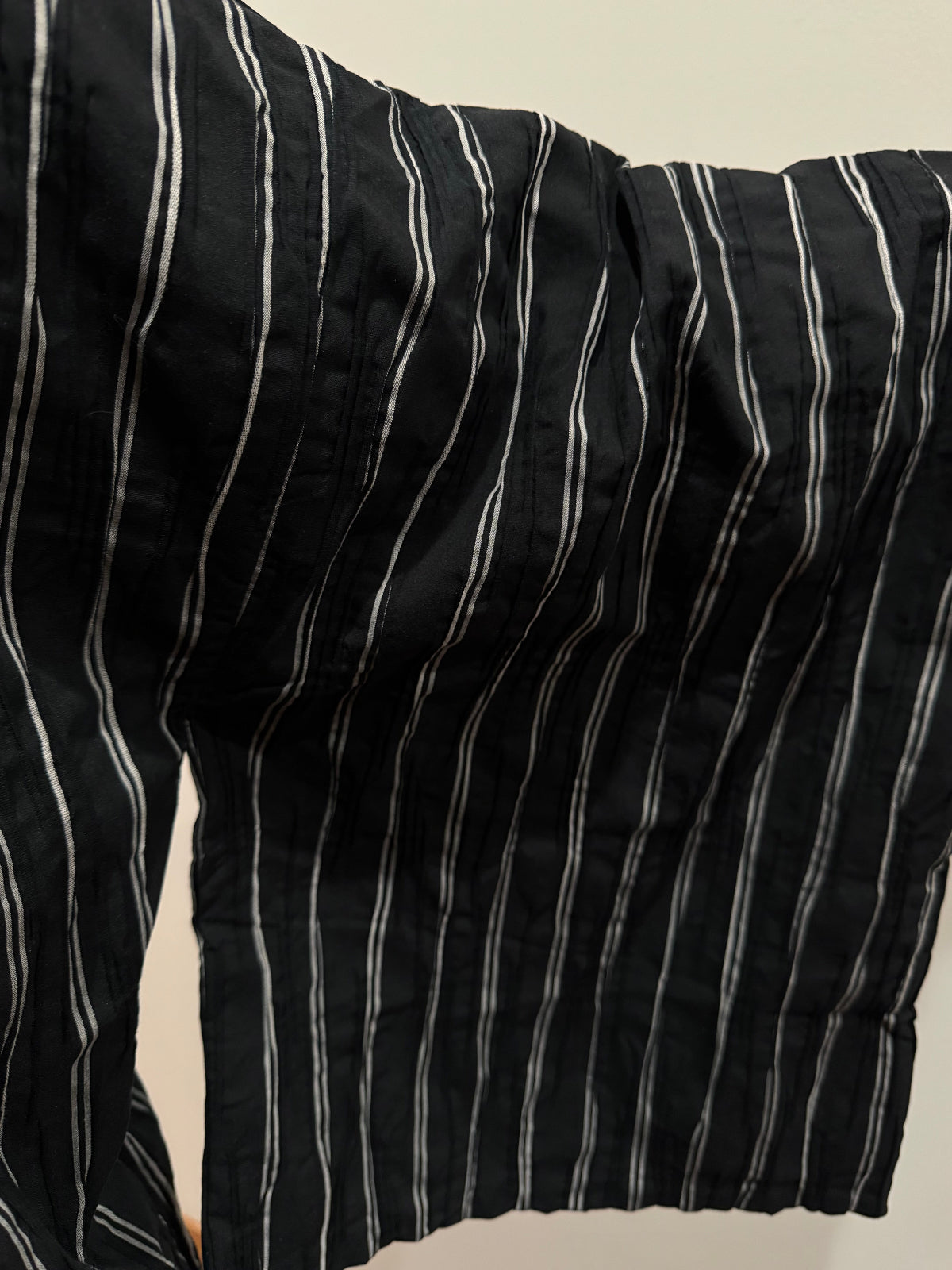  Japanese  White-Black Striped Cotton Kimono Robe by Ludmila Couture