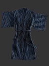 Japanese  White-Black Striped Cotton Kimono Robe by Ludmila Couture