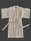 Japanese  White-Black Striped Cotton Kimono Robe Unisex by Ludmila Couture