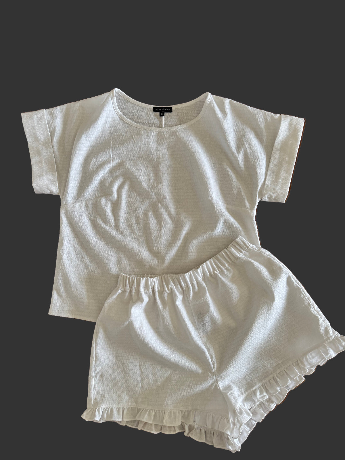 White Cotton  Pajama Lounge Set by Ludmila Couture