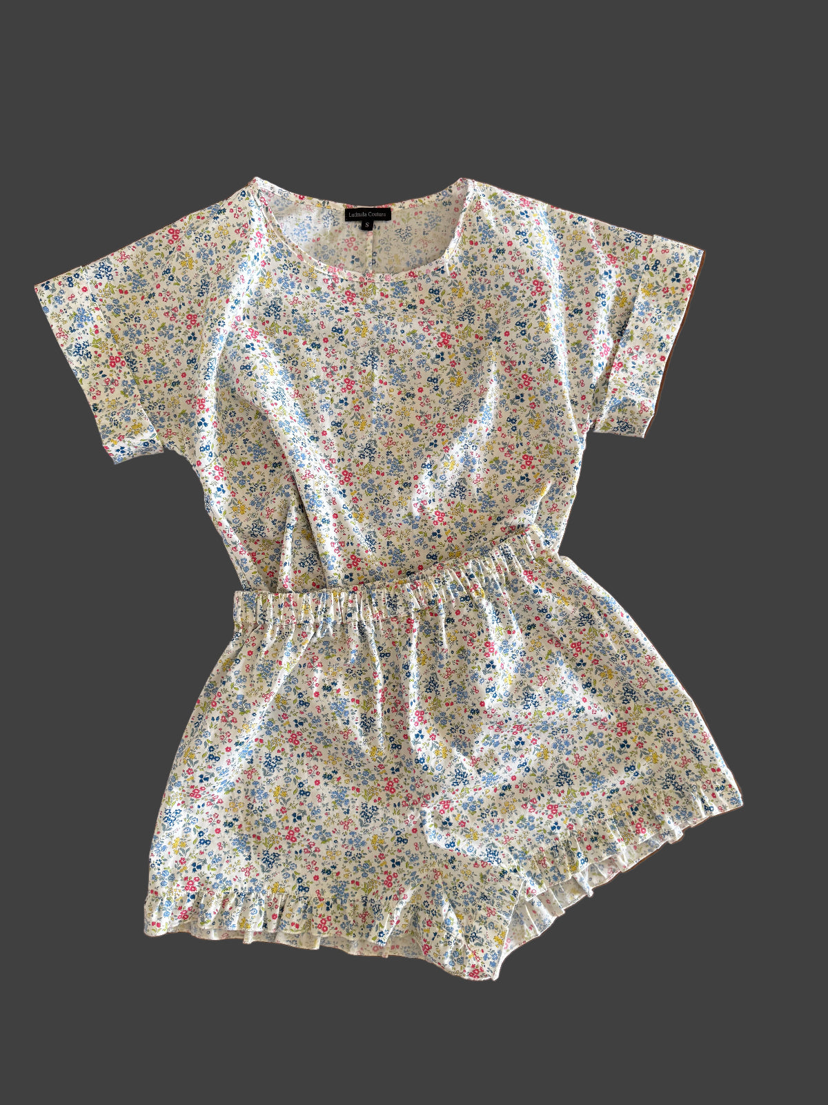  Blue Flowers Lounge Set  PJ Japanese Cotton by Ludmila Couture