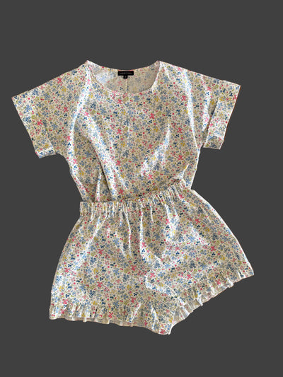 Blue Flowers Lounge Set  PJ Japanese Cotton by Ludmila Couture