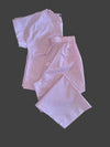Mauve White Polka Dot Japanese Cotton Short Sleeve Long Pants Lounge Set Pajama by Ludmila Couture
