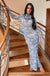 Bodycon Grey Maxi Hooded Cowl Neck Mesh Dress by Ludmila Couture