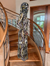 Printed Bodycon Maxi Hooded Cowl Neck Mesh Dress by Ludmila Couture