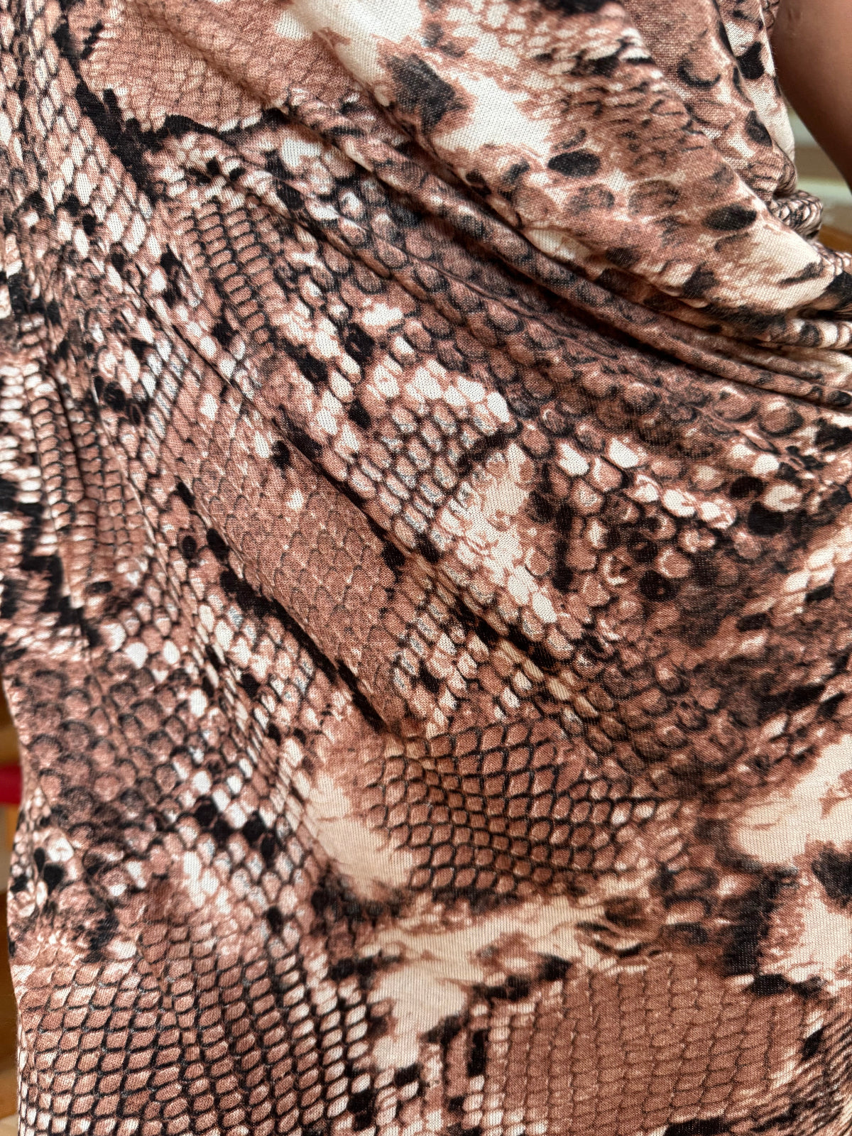 Mini Dress in Brown Snake Print Design by Ludmila Couture 