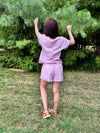 Mauve White Polka Dot Japanese Cotton Lounge Pajama by Ludmila Couture