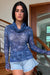 Mesh Long Sleeved Top with Hooded Cowl Neck