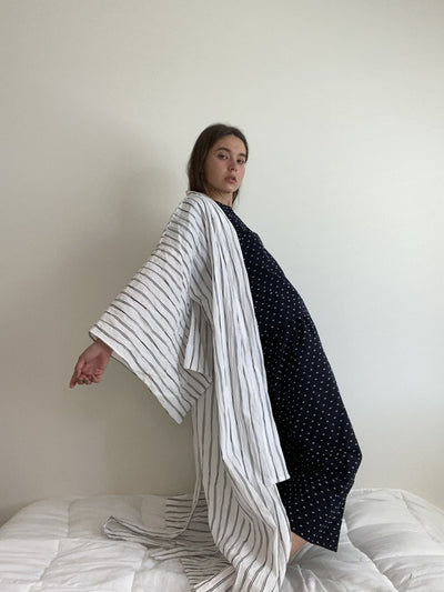 Japanese Dobby Cotton Kimono Robe by Ludmila Couture