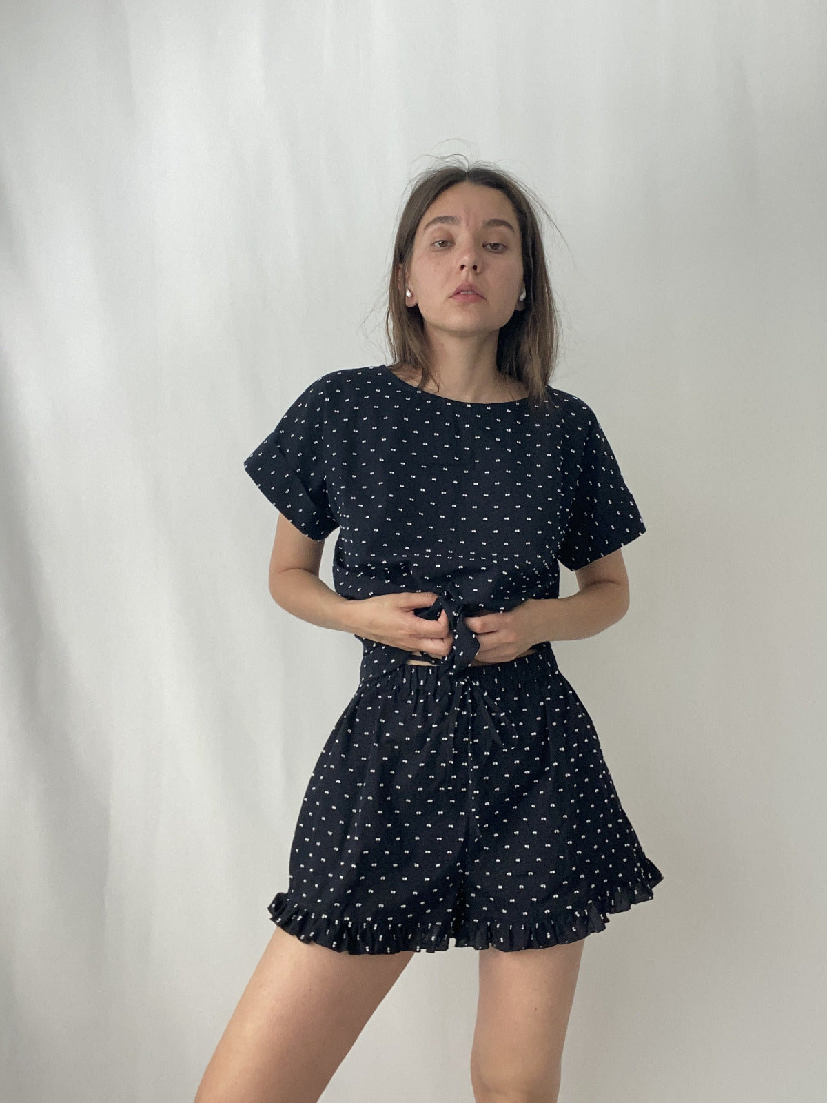 Japanese Organic Cotton Black Lounge Set  Pajama by Ludmila Couture