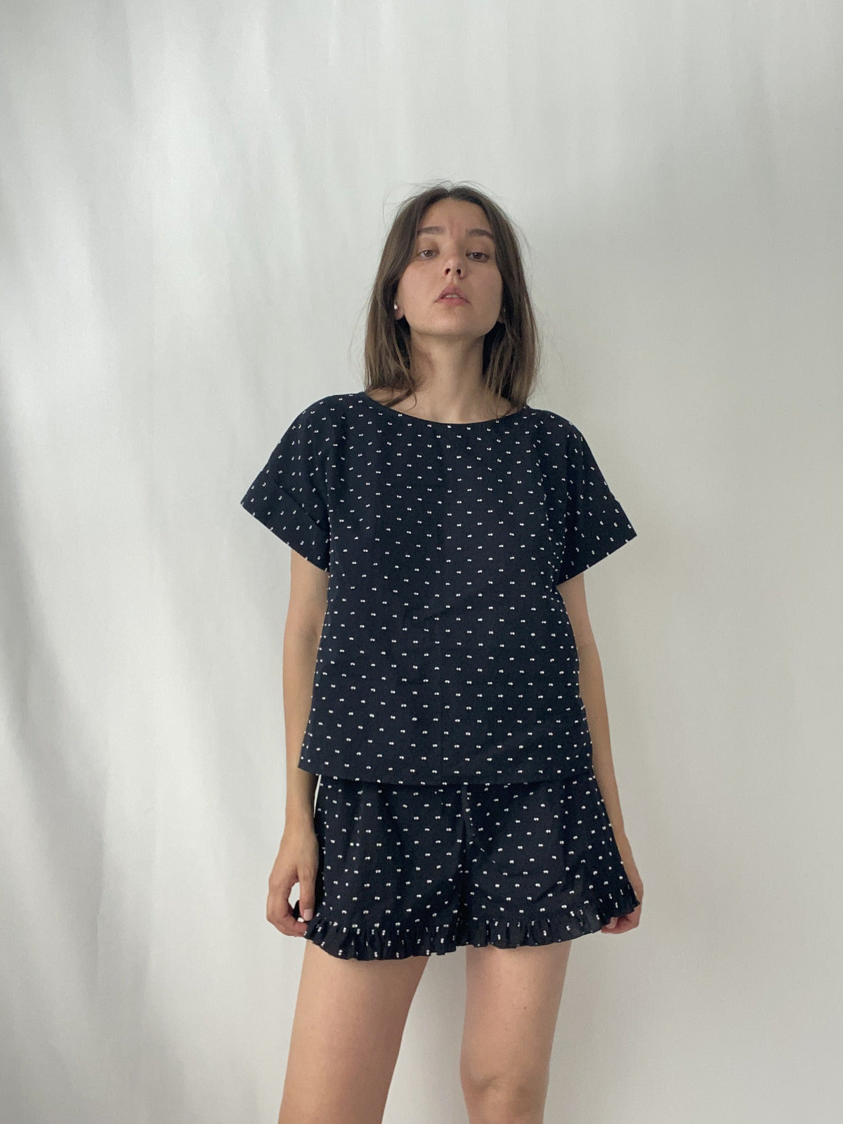Japanese Organic Cotton Black Lounge Set  Pajama by Ludmila Couture