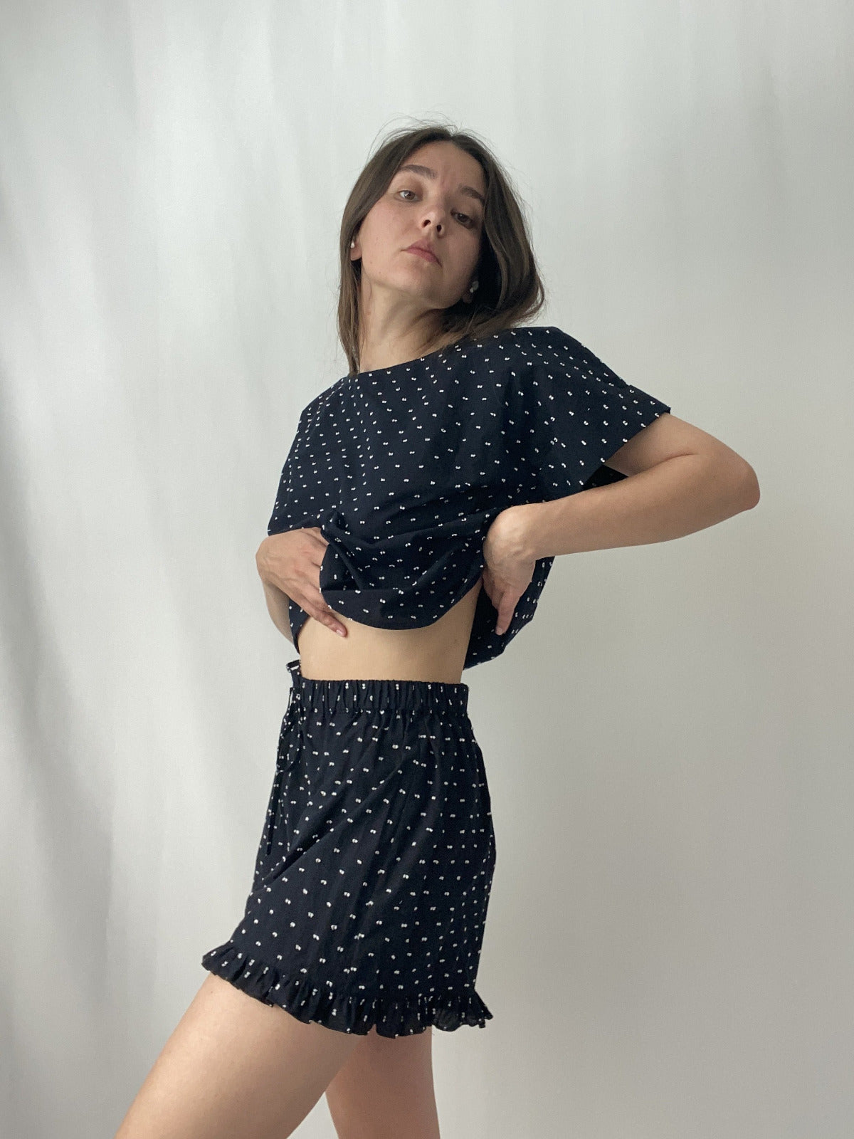 Japanese Organic Cotton Black Lounge Set  Pajama by Ludmila Couture
